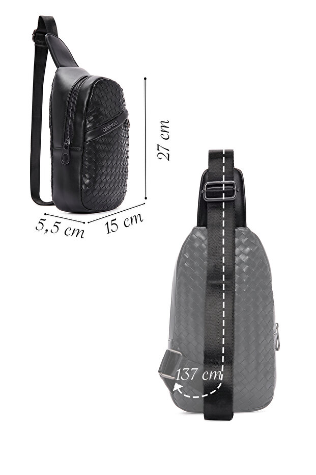 Erkek Siyah Örgü Çapraz Çanta 23wbd310829 - 2