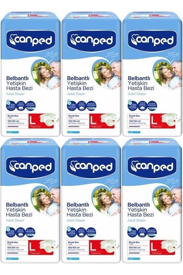 Patient Diapers Adult Waistband Polyethylene L-Large Size 42 Pieces (6Pk*7)
