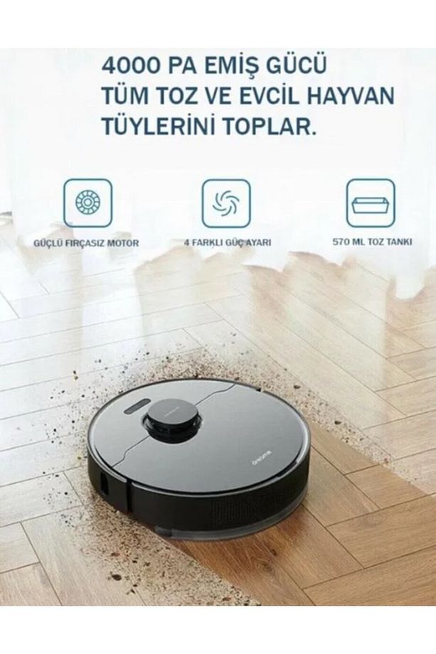 4000Pa Güçlü Emiş ve Lidar Navigasyon Sesle Kontrol Özelliği Akıllı Temizlik-L10Pro Yüksek Kalite - 5