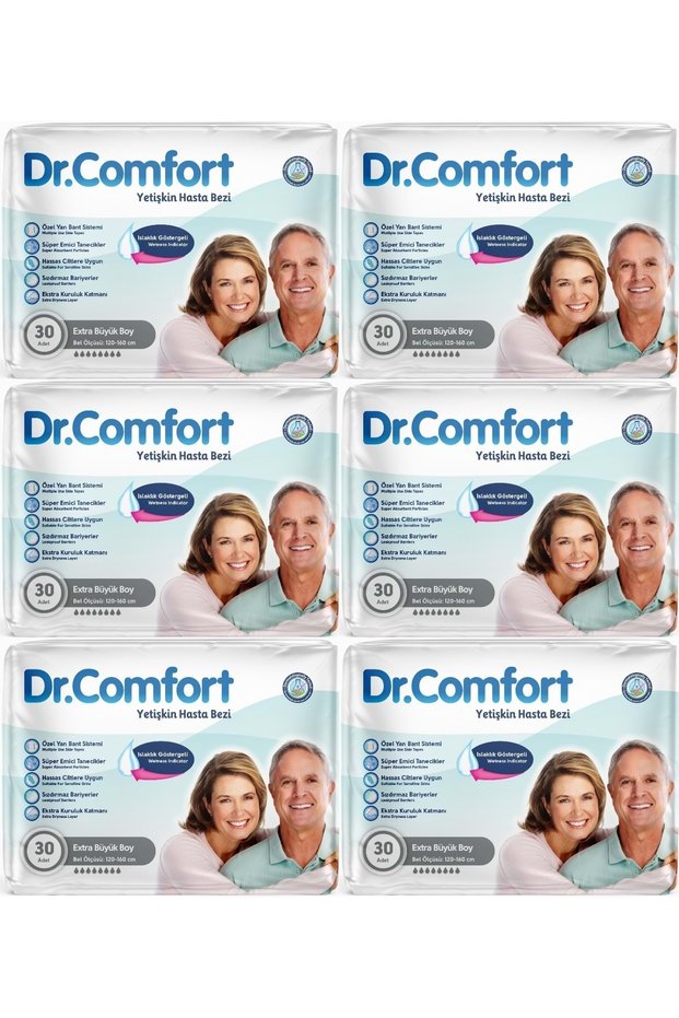 Extra Large Adult Patient Diapers - 180 Pcs XL Textile Surface with Waistband (6Pk*30)
