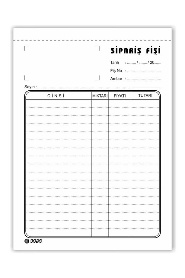 Sipariş Fişi A5 14x20 Cm 2 Nüsha Otokopili 1 Adet / Cilt - 2
