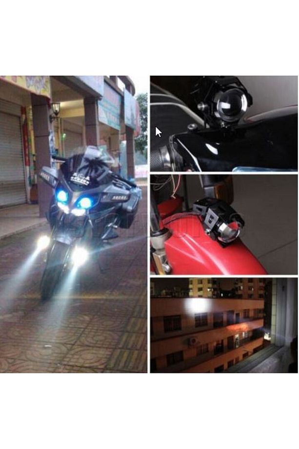 Motosiklet Sis Farı Cree U5 Led Mercekli Çakarlı Hjg 1 Adet - 2