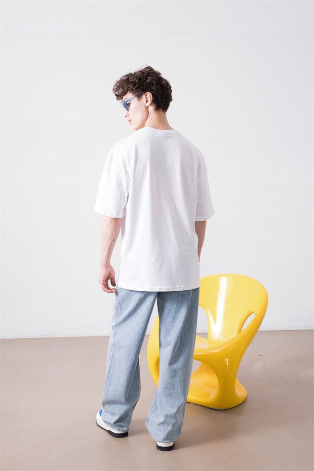 Unisex Beyaz Basic Tshirt - 5