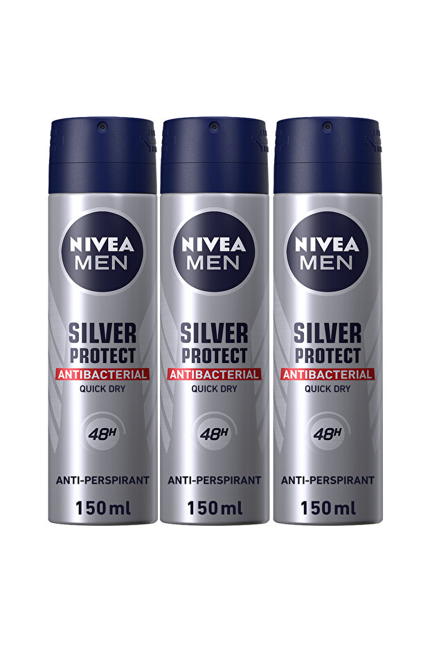 Men Silver Protect Antibacterial Anti-Odor Spray Multi-Box (3x150ml)