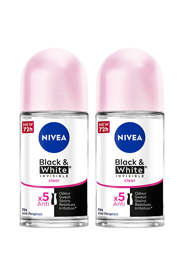 Invisible Black & White Anti-Stain Women's Roll-on Twin Pack (2x50ml)