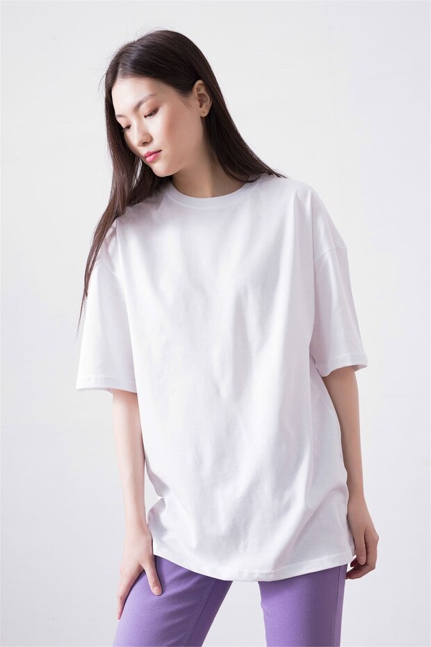 Unisex Beyaz Basic Tshirt - 1
