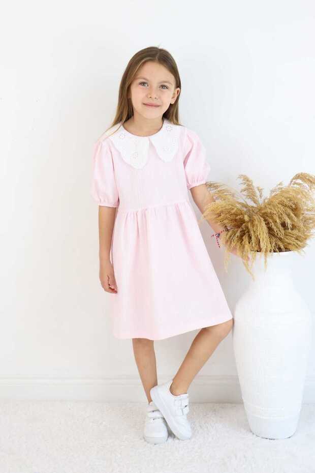 Girl Cotton Bebe Collar Seersucker Dress