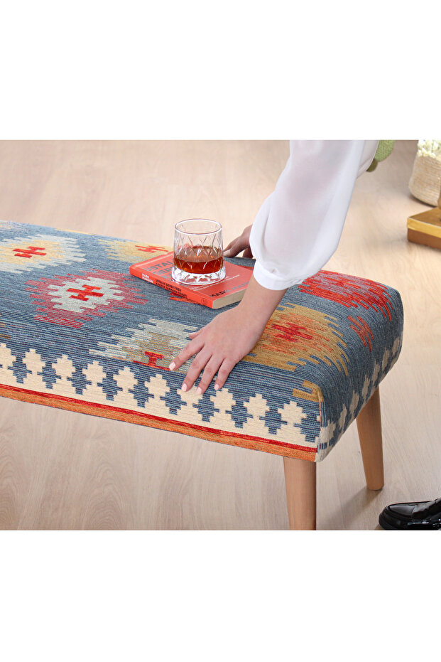 Beshir Kilim Bench Puf Mavi - 4