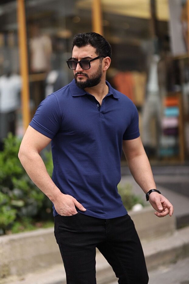 Men's Polo Neck Buttoned Cotton T-Shirt