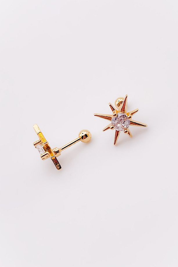 Cerrrahi Çelik Tek Taşlı Kutup Yıldızı Tragus Helix Piercing (1adet) - 5