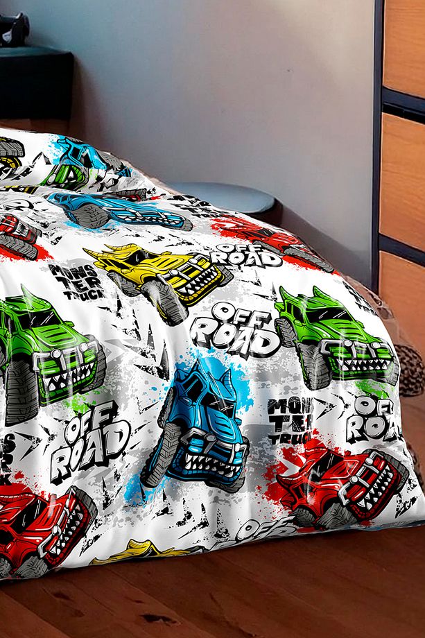 Truck Desenli Tek Kişilik Nevresim / Yorgan Kılıfı 160 X 220 Cm - 4