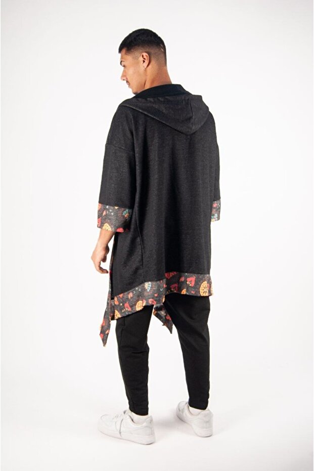 Oversize Mevsimlik Kapüşonlu Bohem Panço - 5