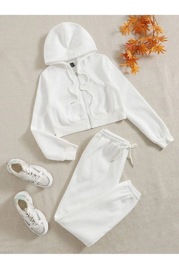 Kadın Crop Hırka  Jogger Alt Üst Eşofman Takımı - 1