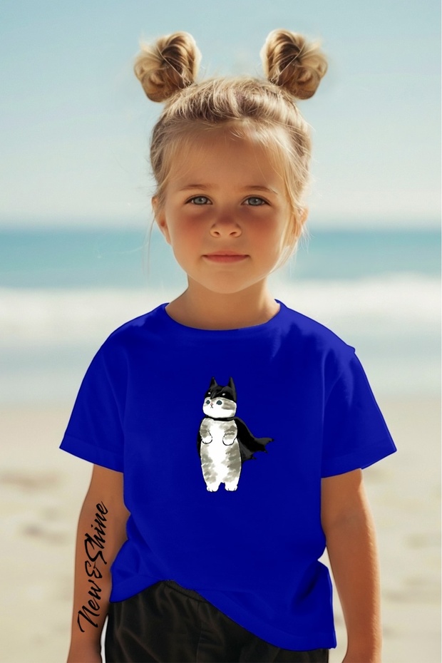 Batman Cat Printed Oversize Kids T-Shirt
