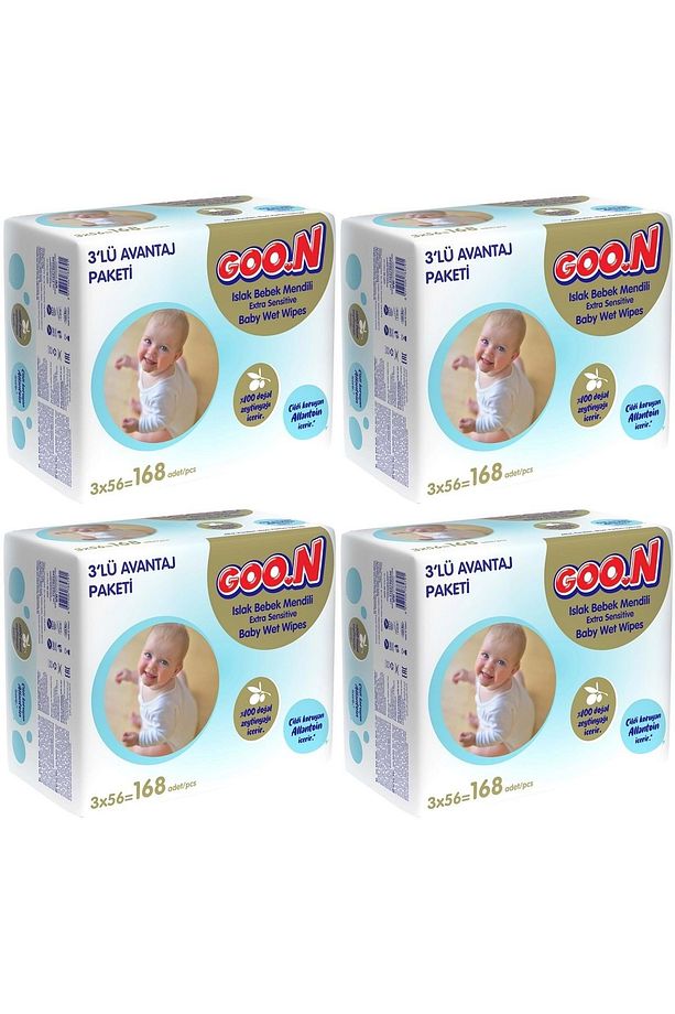 Goon Islak Havlu Mendil 56 Yaprak Sensitive Hassas Cilt 12 Li Set (4PK*3) 672 Yaprak - 1