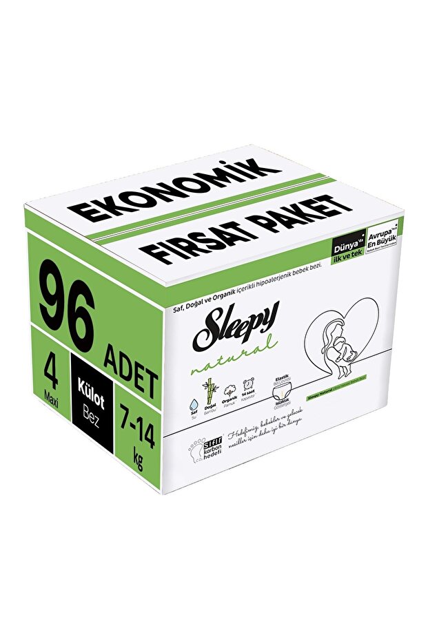 Panty Diaper Natural Size:4 (7-14KG) Maxi 96 Pieces Economic Opportunity Package
