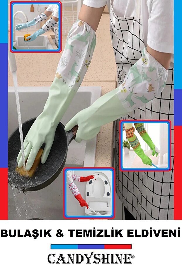 Hot Dishwashing Gloves Durable Long Waterproof Rubber Dishwashing and Cleaning Gloves