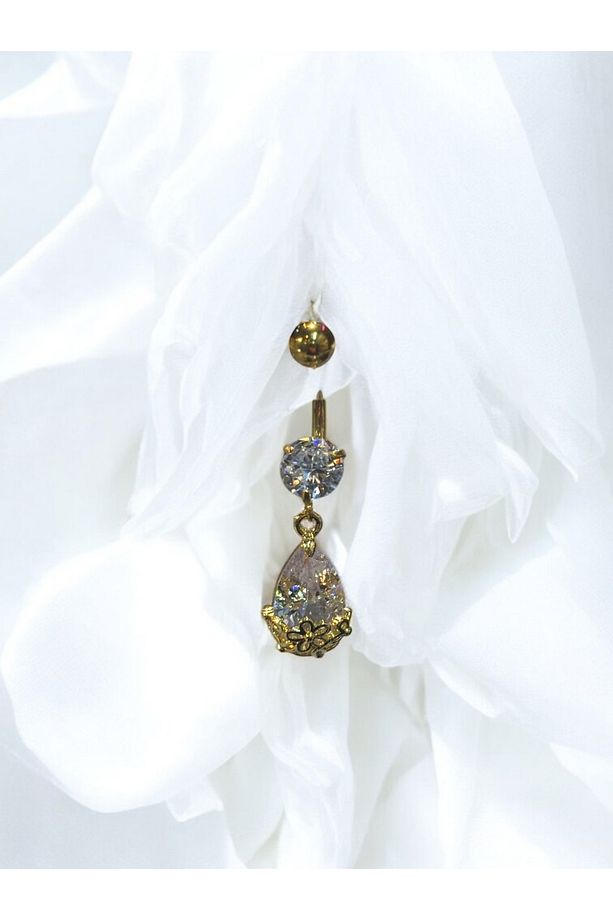 Çelik damla detaylı Göbek piercing - 3