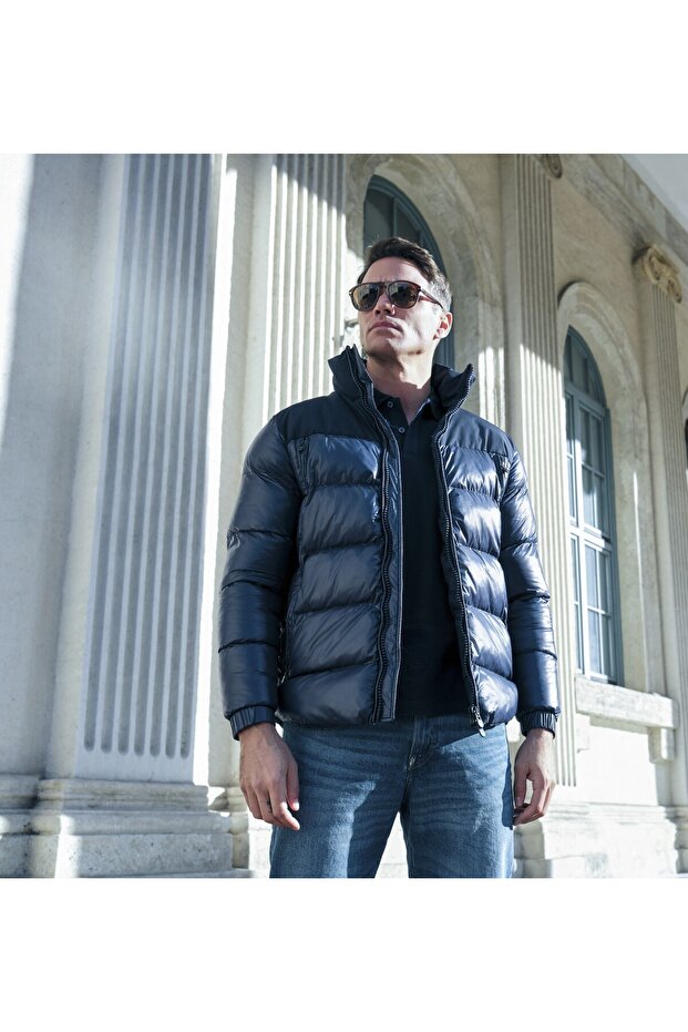 Basic Şişme Mont - Omuz Patch Detaylı-lacivert - 3