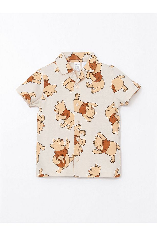 Winnie the Pooh Baskılı Erkek Bebek Şortlu Pijama Takımı - 2