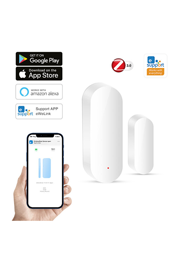 مستشعر ذكي للأبواب والنوافذ من WHITE Zigbee، كاشفات فتح/إغلاق المنازل الذكية، تطبيق EWeLink للتحكم والأمان
