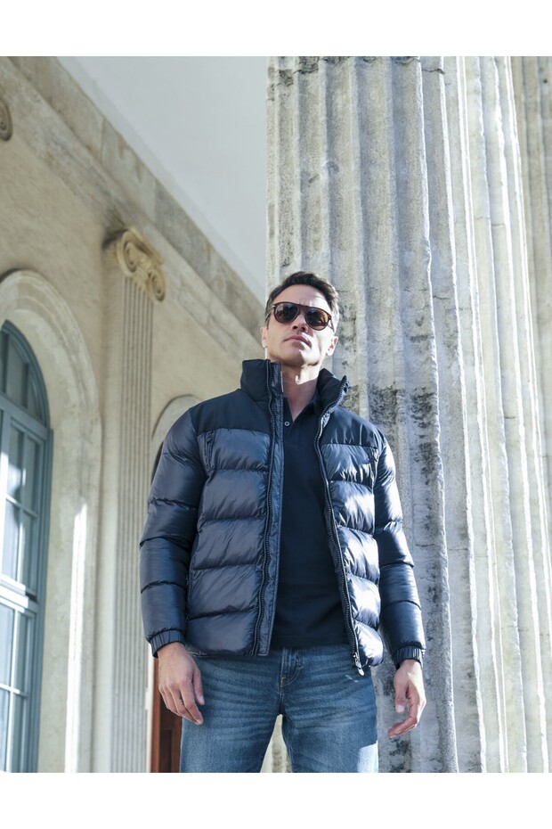 Basic Şişme Mont - Omuz Patch Detaylı-lacivert - 4