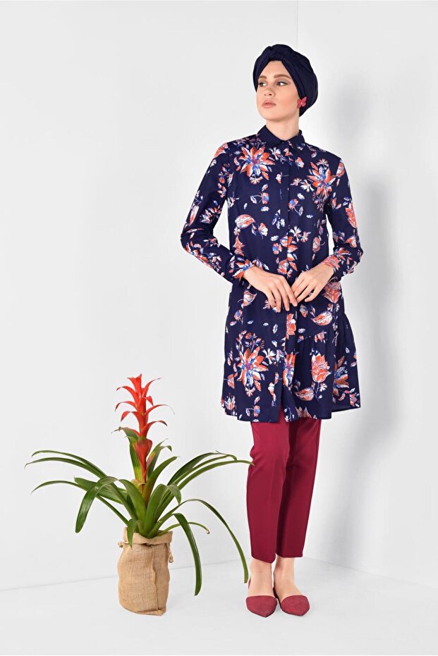 Front Button Flower Tunic 4911 - 1