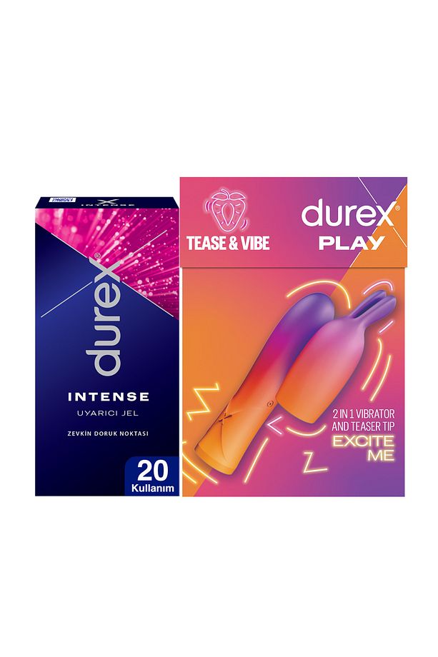 2'si 1 Arada Titreşimli Şarjlı Vibratör ve Uyarıcı Başlık + Durex Intense Uyarıcı Jel 10ml - 1