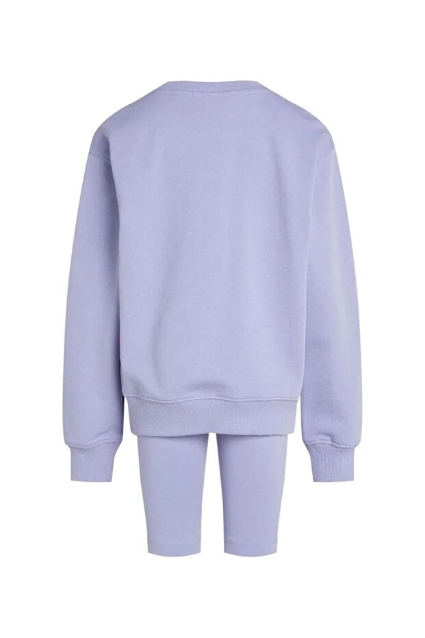 Kız Çocuk Ck Şortlu Eşofman Takımı - Açık Mor - 4