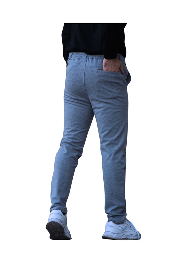 Jagger Erkek Pantolon Beli Lastikli Duble Paça Likrali Jogger Erkek Kumaş Pantolon - 3