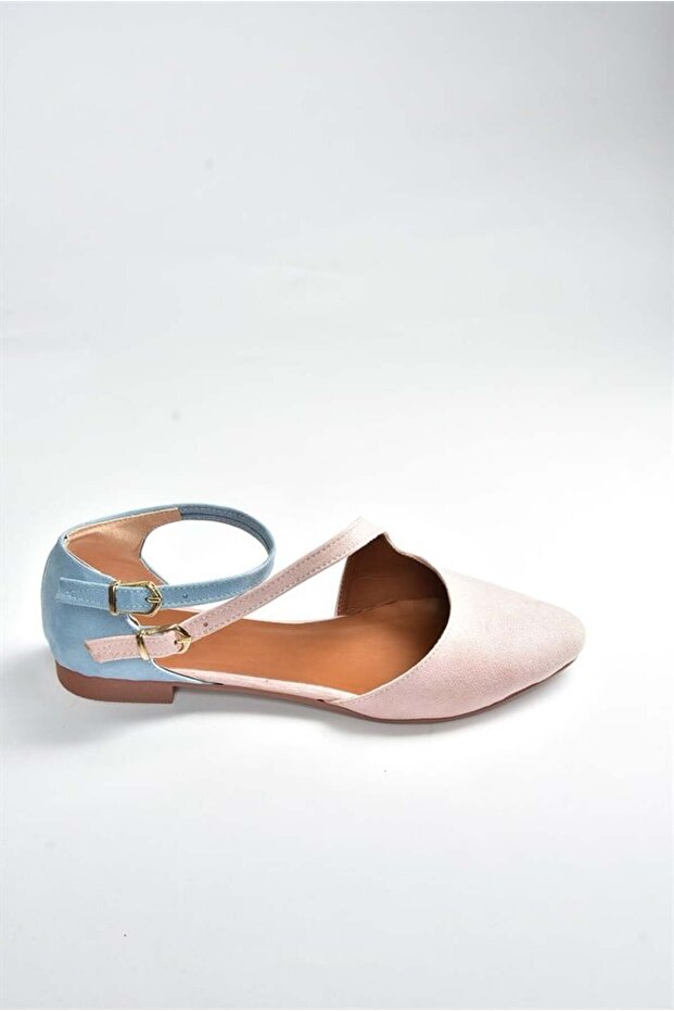 Púder/kék velúr női balerina D 726016902 - 6