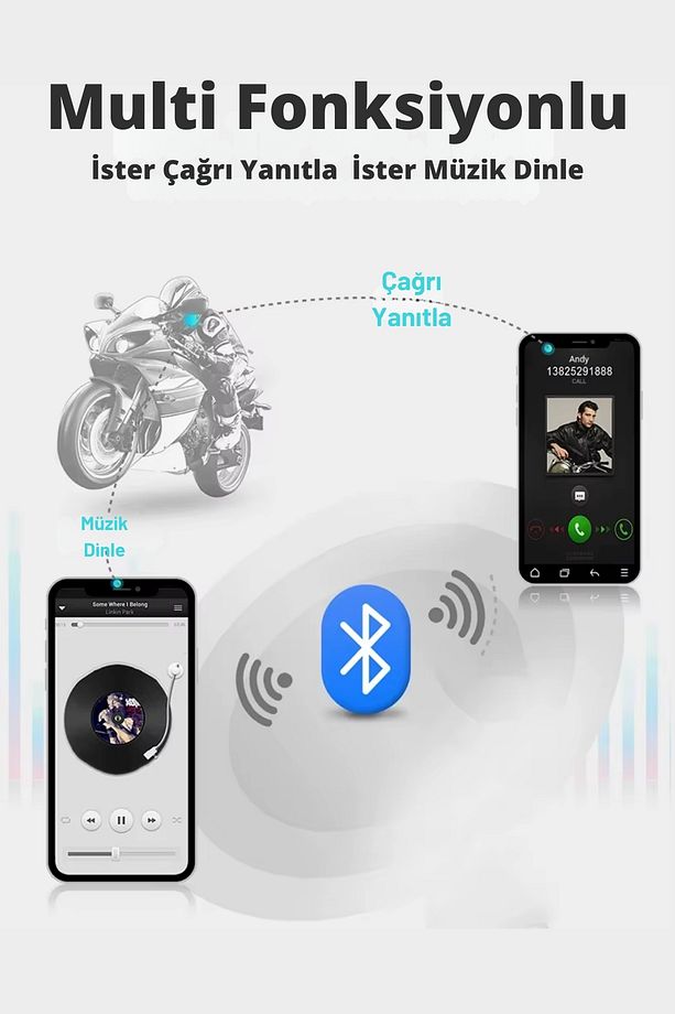 BT22 Bluetooth 5.0 Destekli Kask Kulaklığı İntercom Motosiklet Kulaklık - 4