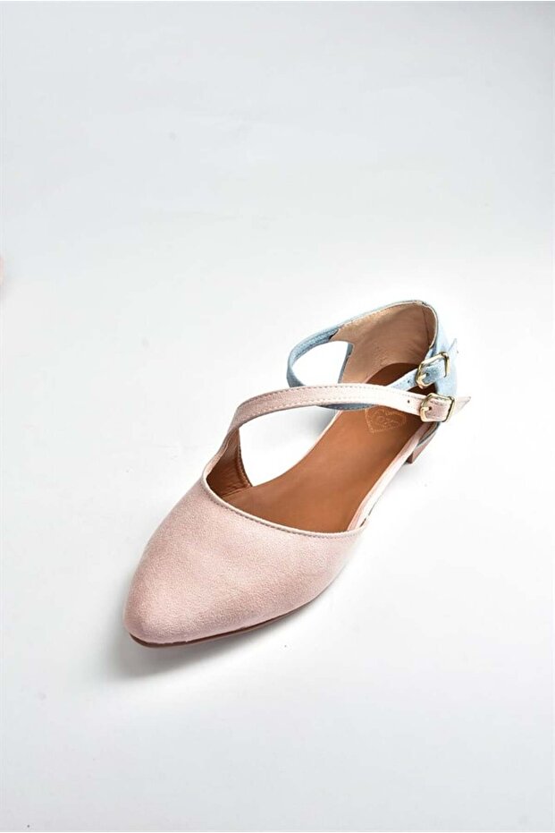 Púder/kék velúr női balerina D 726016902 - 7