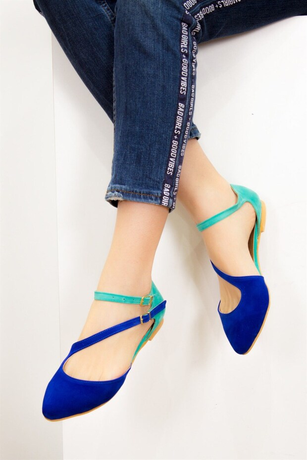 Cobalt Blue/Water Green Women's Ballerinas D726016902