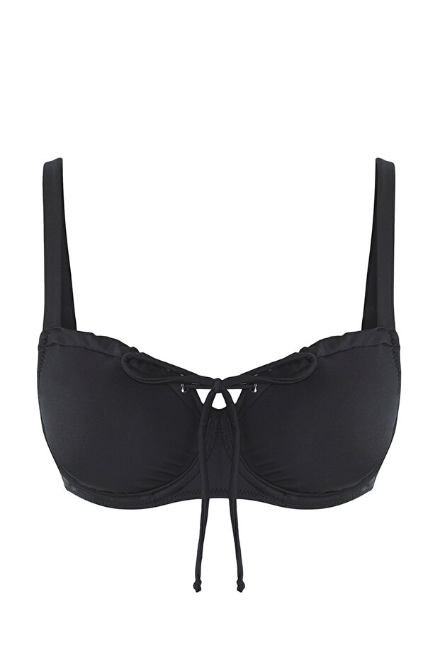 Siyah Tünelli Balconette Kaplı Bikini Üstü TBESS25BU00059 - 4