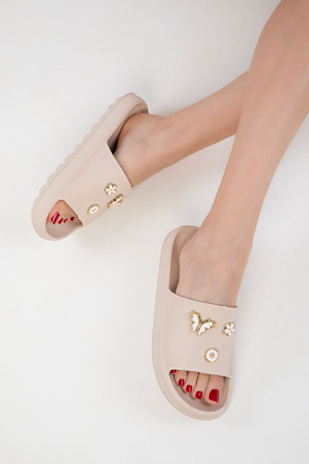 Papuci de damă bej-bej 20446 - 1