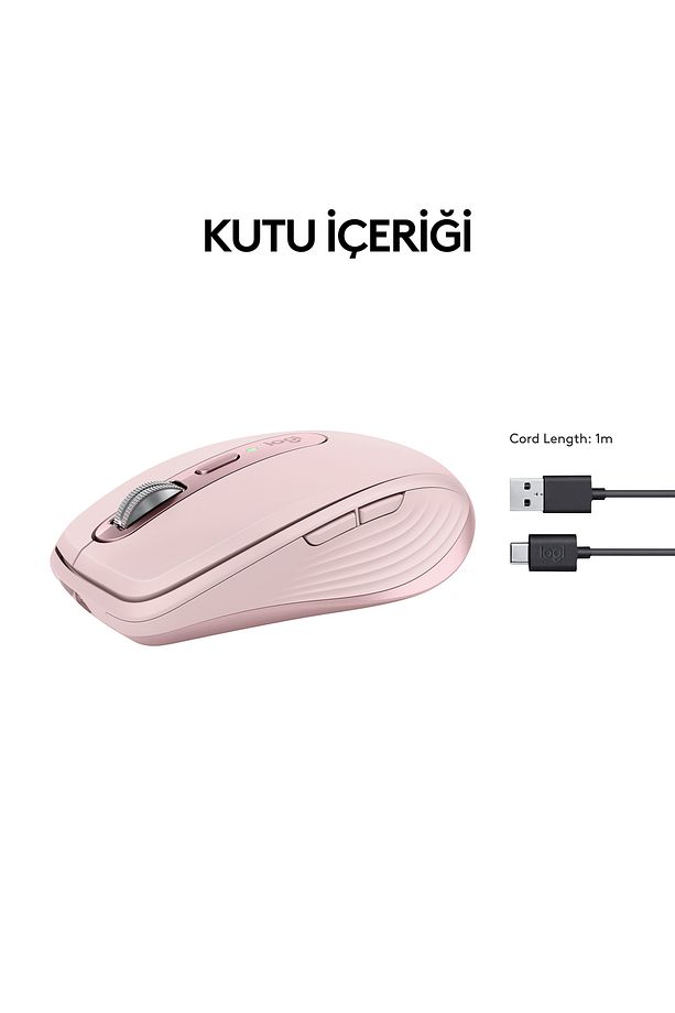 MX Anywhere 3S Kompakt 8000 DPI Optik Sensörlü Sessiz Bluetooth Kablosuz Mouse - Pembe - 10
