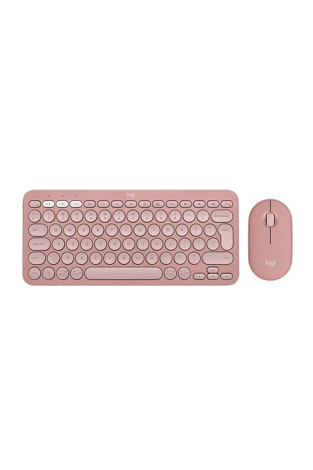 Pebble 2 Set Çoklu Cihaz Özellikli Sessiz Kablosuz Türkçe Q Klavye ve Mouse Seti - Pembe - 1