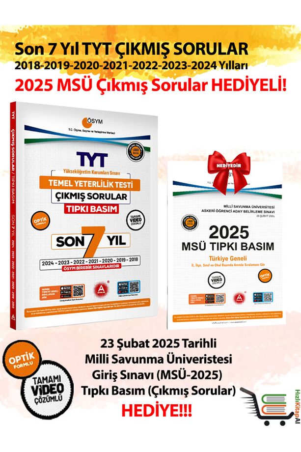 Son 7 yıl TYT Çıkmış Sorular-2024-2023-2022-2021-2020-2019-2018 Yılları MSÜ 2025 Hediyeli! - 3