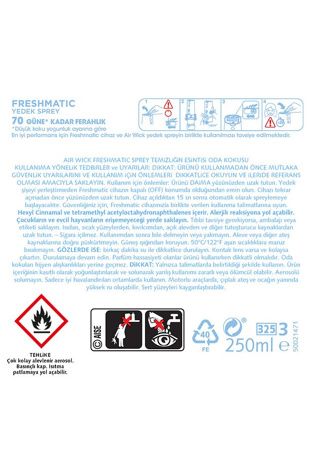 Oda Kokusu Freshmatic Makine Yedek Spreyi 250 Ml X 6, Temizliğin Esintisi, Bahar Çiçekleri, Lavanta - 7
