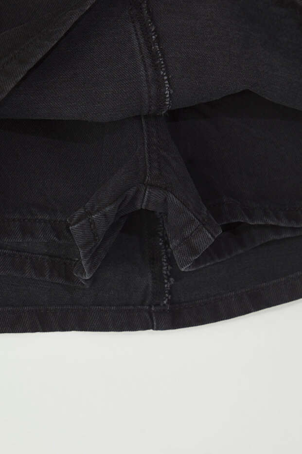 Siyah More Sustainable Yüksek Bel Mini Denim Şort Etek TWOSS25SR00079 - 7