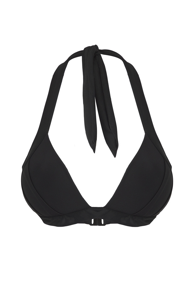 Siyah Drapeli Üçgen Kaplı Bikini Üstü TBESS25BU00051 - 4