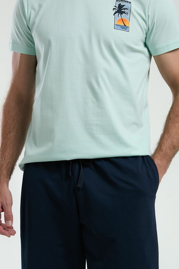Erkek Summer Kısa Kol Şort Pijama Takımı (Baba-Oğul Takım Yapılabilir) - 6