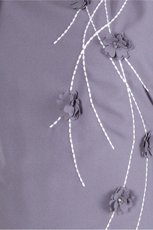 ÇİÇEK DETAYLI KREP ELBİSE 44179 - 4