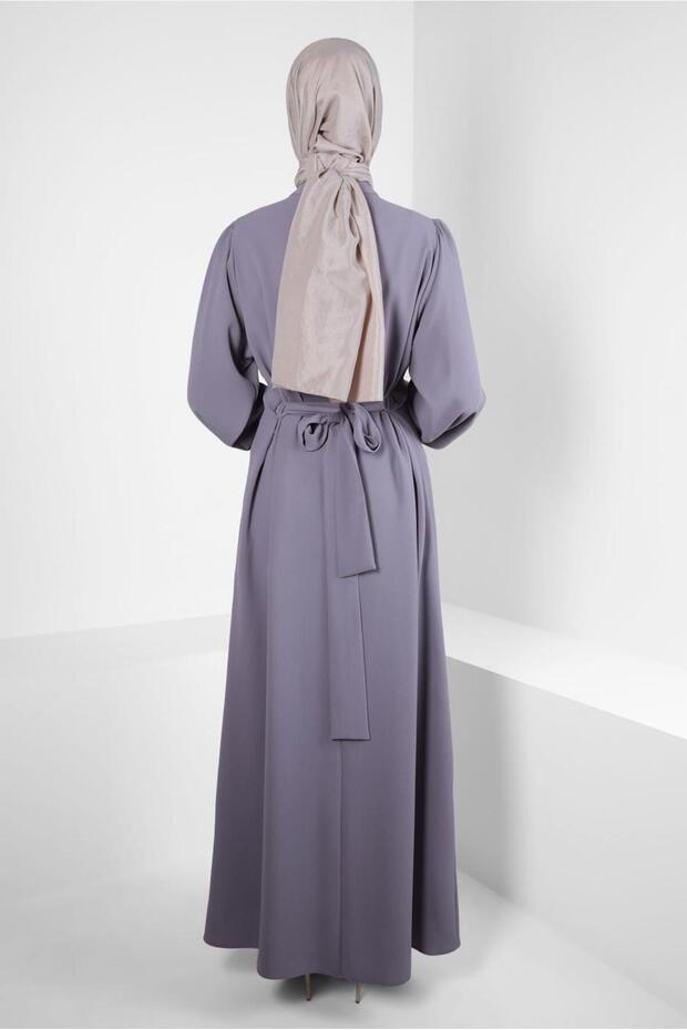 ÇİÇEK DETAYLI KREP ELBİSE 44179 - 3