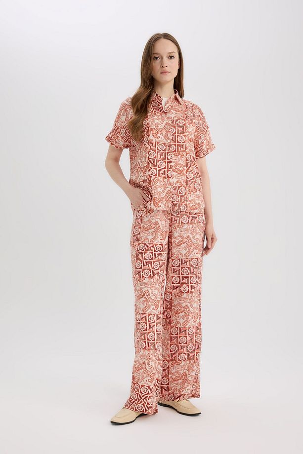 Regular Fit Geniş Bol Paça Desenli Pantolon D4631AX25SP - 4