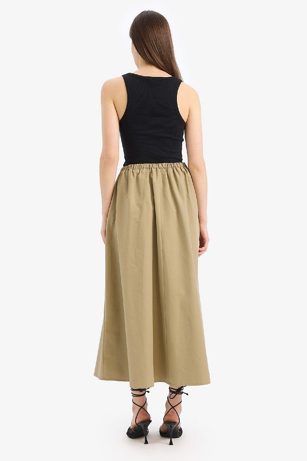 A Kesim Normal Bel Yarım Astar Poplin Midi Etek E8700AX25SP - 6