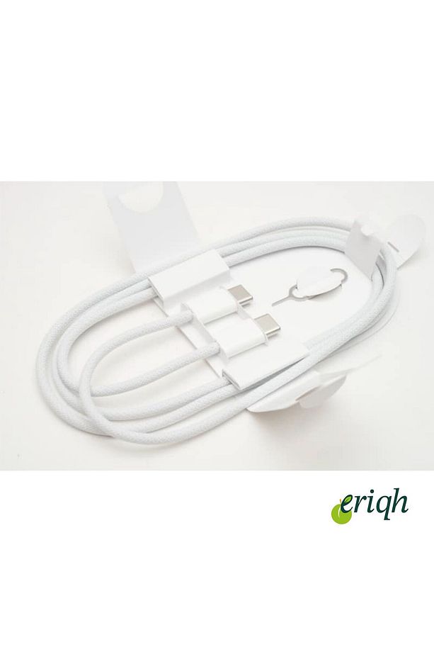 60W Destekli Iphone Uyumlu TypeC To TypeC Hızlı Şarj Kablosu ve sim kart iğnesi Beyaz 1 Metre ÖRGÜ - 1