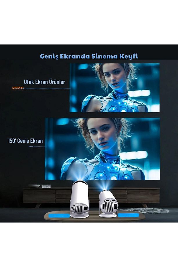 Taşınabilir Android Projeksiyon En Güncel Versiyon Wifi Destekli Akıllı Sinema Projektör Ultra Hd - 8