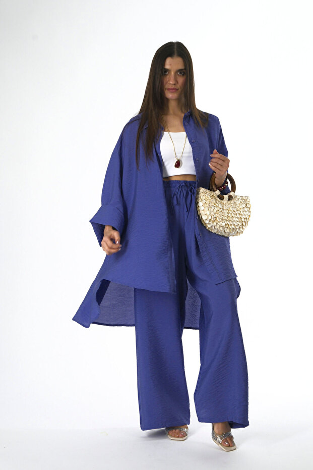 Women's Long Back Oversize Shirt Pants Set
